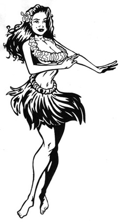 Hula Girl - Inked by Greg Dampier - Illustrator & Graphic Artist of Portland, Oregon