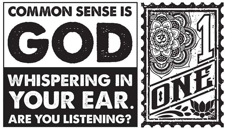 Common sense is God whispering in your ear truthaganda by Greg Dampier - Illustrator & Graphic Artist of Portland, Oregon