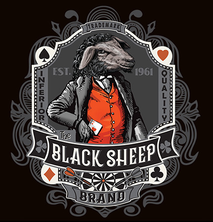 Black Sheep brand Mascot Tee by Greg Dampier - Illustrator & Graphic Artist of Portland, Oregon
