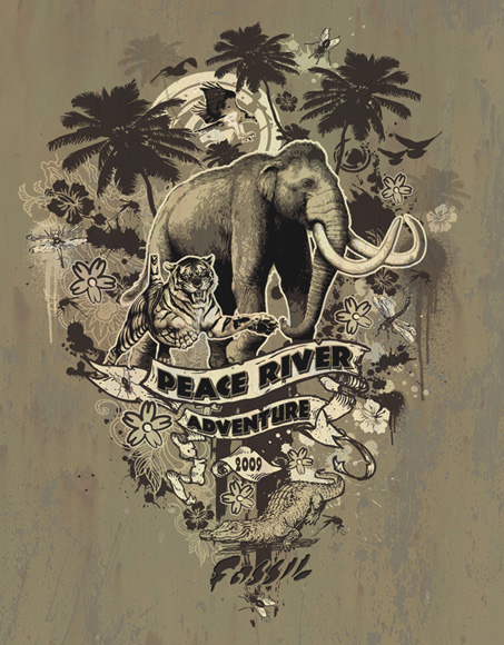 fossil club tee peace river adventure by Greg Dampier - Illustrator & Graphic Artist of Portland, Oregon