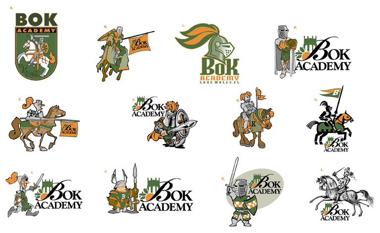 bok academy logos by Greg Dampier - Illustrator & Graphic Artist of Portland, Oregon