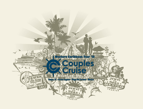 Couples Cruise design 1 by Greg Dampier - Illustrator & Graphic Artist of Portland, Oregon