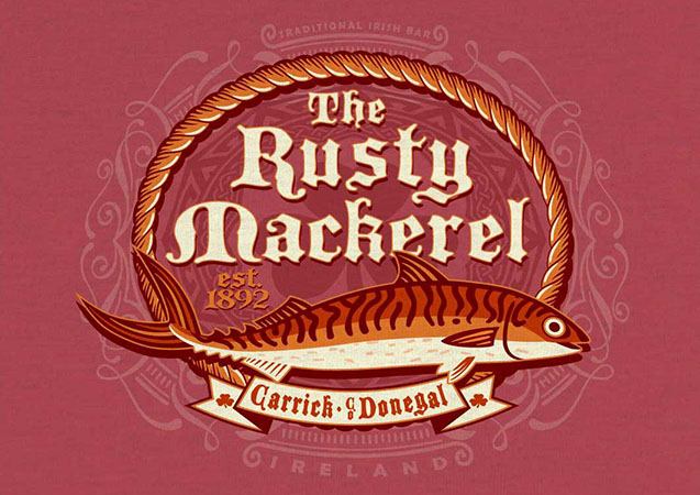 Rust Mackerel bar Ireland by Greg Dampier - Illustrator & Graphic Artist of Portland, Oregon