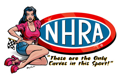 NHRA comic babe by Greg Dampier - Illustrator & Graphic Artist of Portland, Oregon