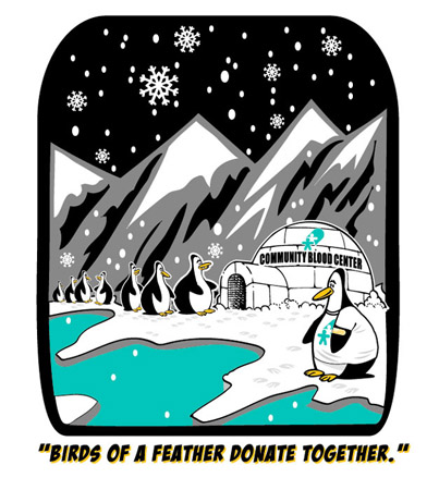 Birds of a feather donate together by Greg Dampier - Illustrator & Graphic Artist of Portland, Oregon