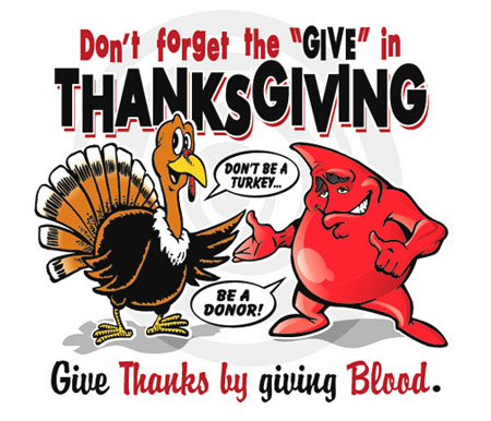 Thanksgiving - Give Blood by Greg Dampier - Illustrator & Graphic Artist of Portland, Oregon