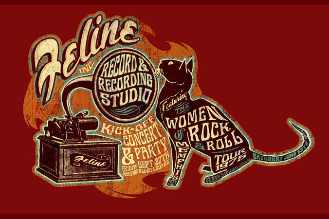 Feline records poster by Greg Dampier - Illustrator & Graphic Artist of Portland, Oregon