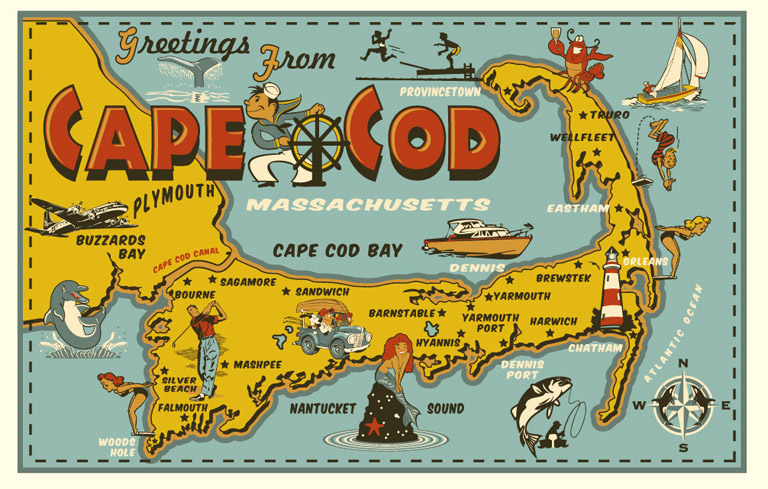 cape codpost card by Greg Dampier - Illustrator & Graphic Artist of Portland, Oregon