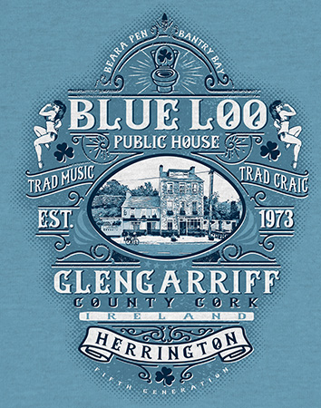 Blue Loo Public House Tee by Greg Dampier - Illustrator & Graphic Artist of Portland, Oregon
