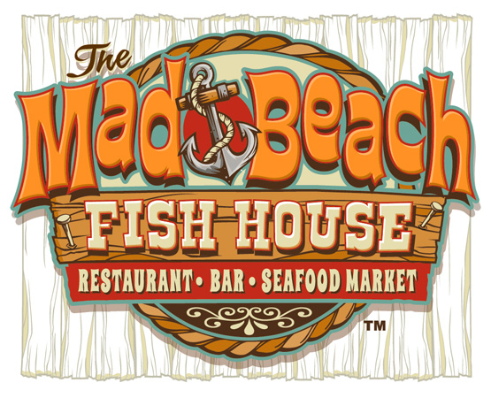 Mad Beach Fish House restaurant logo by Greg Dampier - Illustrator & Graphic Artist of Portland, Oregon