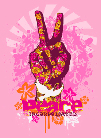 peace fingers dove by Greg Dampier - Illustrator & Graphic Artist of Portland, Oregon