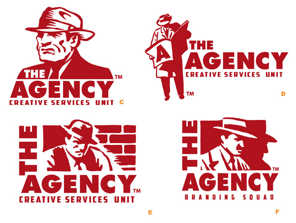The Agency potential logos by Greg Dampier - Illustrator & Graphic Artist of Portland, Oregon