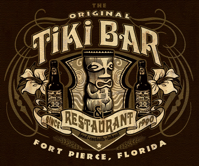 tiki bar and restaurant tee 2 by Greg Dampier - Illustrator & Graphic Artist of Portland, Oregon