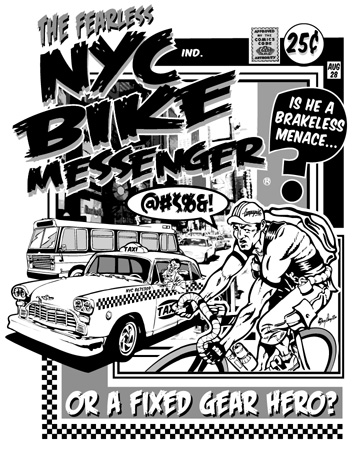 NYC Bike Messenger by Greg Dampier - Illustrator & Graphic Artist of Portland, Oregon