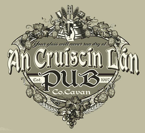 An Cruiscin Lan Pub tee 2 by Greg Dampier - Illustrator & Graphic Artist of Portland, Oregon