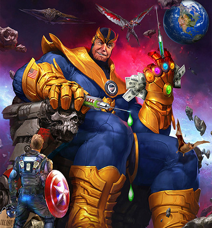 Biden Thanos truthaganda close by Greg Dampier - Illustrator & Graphic Artist of Portland, Oregon