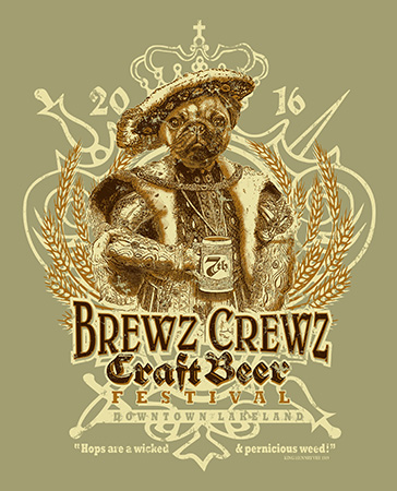 Brewz Crewz Lakeland 2016 event tee option 2 by Greg Dampier - Illustrator & Graphic Artist of Portland, Oregon