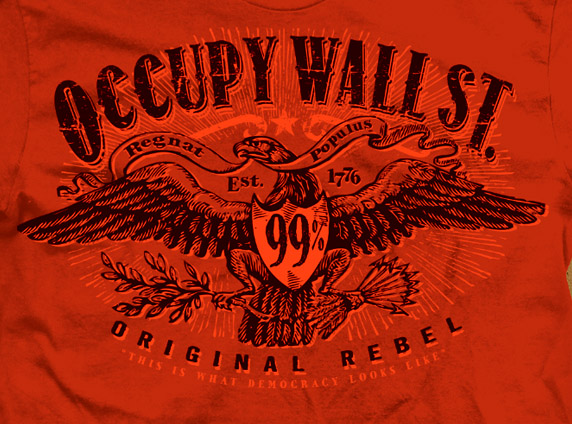 Occupy wall Street red Eagle Tee by Greg Dampier - Illustrator & Graphic Artist of Portland, Oregon