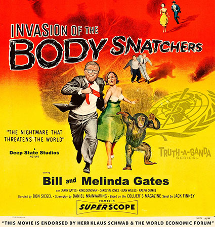 Invasion of the Body Snatchers Poster 2022 truthaganda gates monkey full by Greg Dampier - Illustrator & Graphic Artist of Portland, Oregon