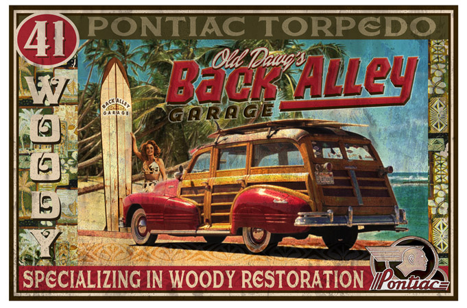 BA Woody Vintage art by Greg Dampier - Illustrator & Graphic Artist of Portland, Oregon
