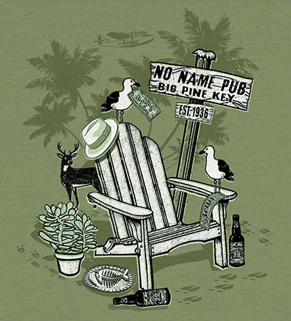 No Nmae Pub Adirondack Chair Tee by Greg Dampier - Illustrator & Graphic Artist of Portland, Oregon